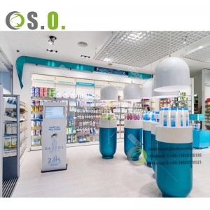 Custom Modern Pharmacy Shop Fitting Pharmacy Display Rack Shelves For Pharmacy