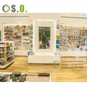 Retail Medical Store Counter Furniture Medical Storage Shelf