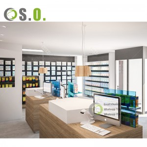 Simple Pharmacy Counter Design Pharmacy Shop Decoration Wood Showcase For Medical Store Decoration