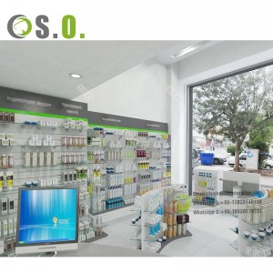 Customized Size Pharmacy Glass Rack Modern Design Pharmacy Furniture Medical Store Counter