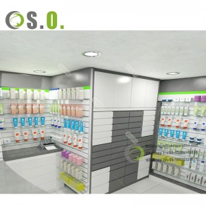 Retail Pharmacy Showcase Shelf Medical Shop Decoration Design Wood Display For Medical Store