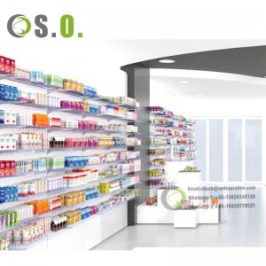Customized pharmacy furniture display pharmacy shelf design pharmacy rack display shelves store for pharmacy