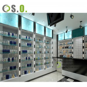 Customized pharmacy furniture display pharmacy shelf design pharmacy rack display shelves store for pharmacy