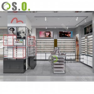 Wall Mounted Optical Display Cabinets Eyeglasses Showroom Counter Design Wooden Glasses Display Cabinet
