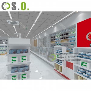 Factory Wooden Glass Pharmacy Display Shelves Pharmacy Cabinet Retail Pharmacy Shop Furniture for Medical Store
