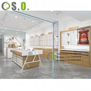 Free Customized Optical Decoration Modern Optical Shop Showcases Glass Display