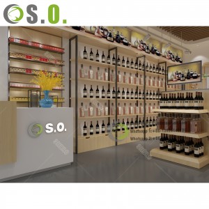 Modern design of boutique wooden stainless steel display stand customized for wine cabinet