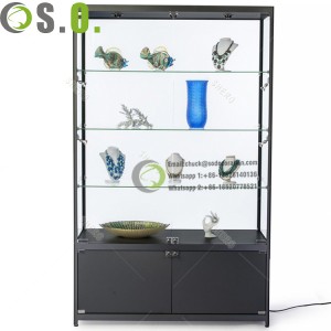 Free Standing Retail Frameless Glass Cabinet Display Showcase For Store Interior Display