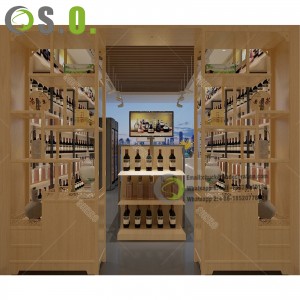 Modern design of boutique wooden stainless steel display stand customized for wine cabinet