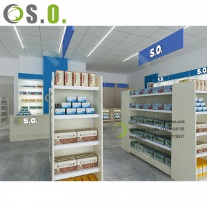 Simple Pharmacy Counter Design Pharmacy Shop Decoration Wood Showcase For Medical Store Decoration
