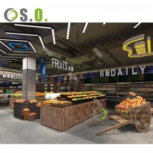 De nieuwste design-supermarktontwerpindeling 2023 moderne planken voor voedselproducten