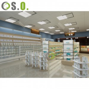 Pharmacy Store Counter Medical Store Counter Design Glass Display Rack Pharmacy Interior Decoration For Pharmacy