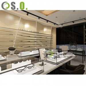 Customized LED Light Eyewear Display Showcase Furniture Sunglasses Shop Interior Design