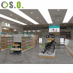 Custom Pharmacy Shelves Modular Fixtures Medical Shop Display Rack Professional Health Care Pharmacy Shop Interior Design Decor