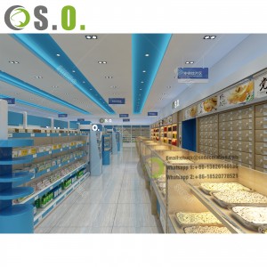 2024  New arrival pharmacy shop furniture design wooden cash counter and unique phamacy shelf for sale