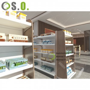 Customized Pharmacy Display Rack Medical Store Counter