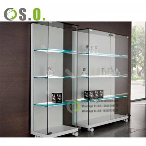 Lockable Vitrine Aluminum Center Showcase Glass Display Cabinet