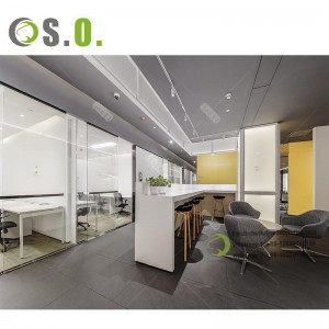 3D Rendering office furniture modern interior design office display bookcase