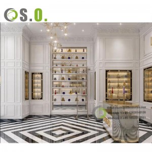 High End Cosmetics Wall Display Cabinet Glass Perfume Showcase with Lights Perfume Store Furniture