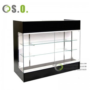 خزانة عرض زجاجية عالية الجودة مع طاولة زجاجية بحجم مخصص مع إضاءة