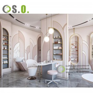 Simple Design Beauty Salon Furniture Equipment Beauty Store Shelving Modern Nail Salon Mirrors