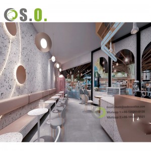 Modern Restaurant Coffee Shop Decoration Simple Shop Counter Design Store Counter Table With LED Light