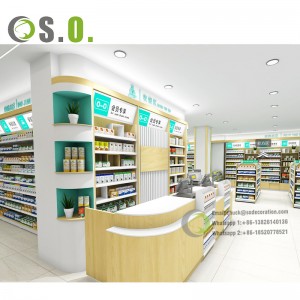 Customized Size Medical Store Counter Modern Design Pharmacy Display Cabinet Furniture For Pharmacy