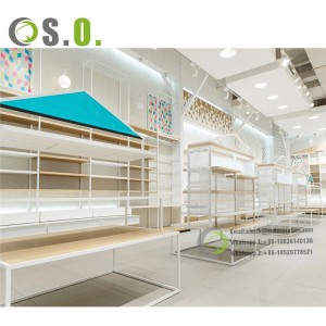 Modernos estantes de madeira para supermercados Estantes metálicos para estantes de tendas de góndolas personalizados