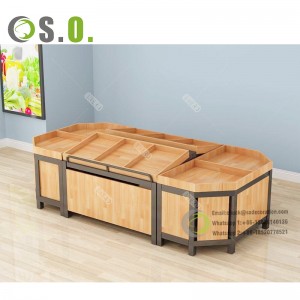 Customized Retail Store Wood Display Shelf Supermarket Wood Shelf With Drawer