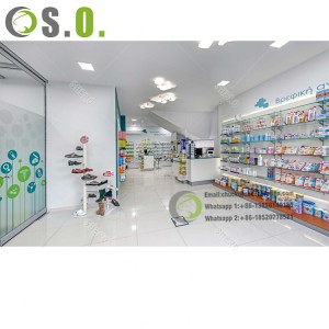 Guangzhou Shero ඖෂධ ගබඩා ෆාමසි ප්‍රදර්ශනාගාරයේ ප්‍රදර්ශන කැබිනෙට්ටුව / Pharmacy Shop කවුන්ටර නිර්මාණය