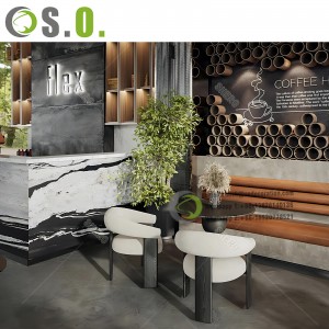 Modern Cafe Design ตกแต่งเคาน์เตอร์แสดงการออกแบบร้านกาแฟ OEM Bar Counter ร้านกาแฟเฟอร์นิเจอร์ขายส่ง