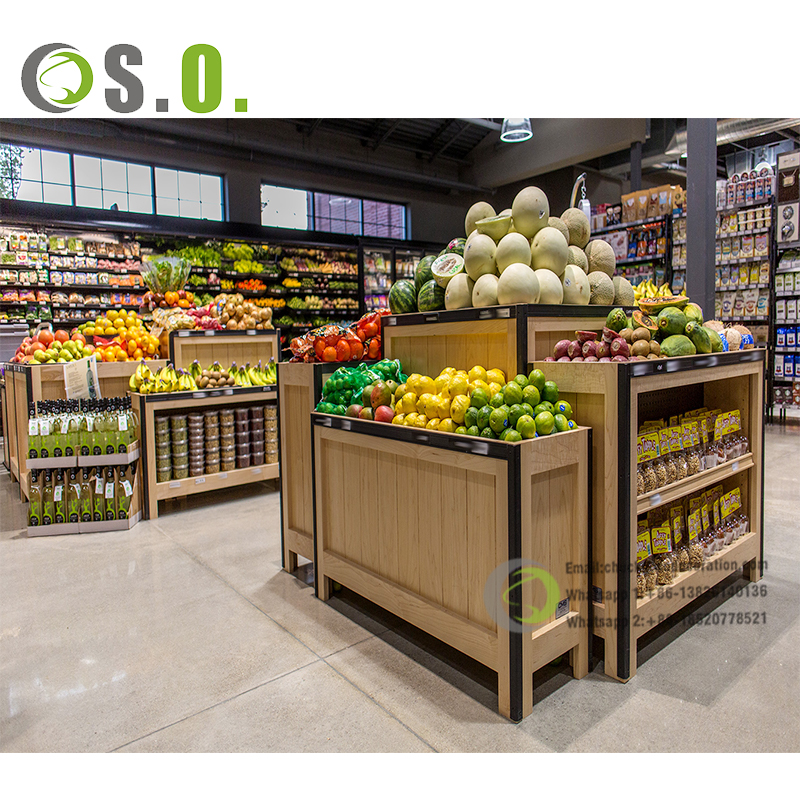 Présentoir en bois pour Fruits et légumes de supermarché, étagère à légumes pour présentoir de magasin
