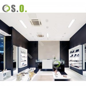 Professional Shoe Wall Display Cabinet Shoes Shop Interior Furniture Glass Shelves For Shoes