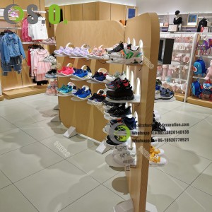 Custom Wooden Shoe Store Display Racks Shoes Store Showcase