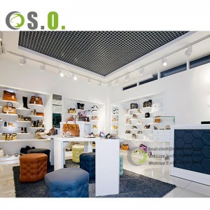 Luxury Wooden Shoes Showroom Display Shoe Store Seating Furniture Modern Shoes Store Showcase