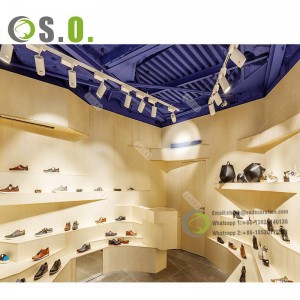 Luxury Wooden Shoes Showroom Display Shoe Store Seating Furniture Modern Shoes Store Showcase