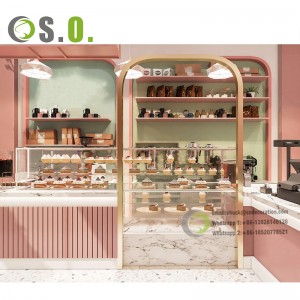Custom Sweets Cafe Shop Furniture Glass Bakery Fitting Donut Store Showcase Design Marble Coffee Shop Bar Display Counter