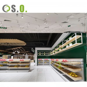 Supermarket Sklep spożywczy Drewno Metal Owoce Warzywa Produkty Wyświetlacz Szafka z półką Gondola na sprzedaż
