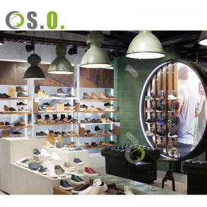 Luxurious Design Shoe Showroom Furniture Shoes Shop Fitting Glass Shelves For Shoes