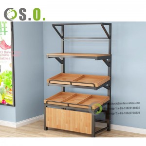 Customized supermarket wooden shelf Retail display Wooden shelving Wooden and Metal shelves