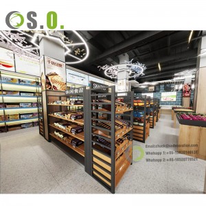 Scaffali di legno degli scaffali di esposizione dello scaffale del supermercato della decorazione moderna su ordinazione del negozio per la vendita al dettaglio