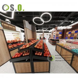 Tilpasset moderne Butikkdekorasjon Supermarked Hylle Tre Visningsstativer Hyller for detaljhandel
