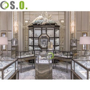 Ultra-white tempered glass jewelry kiosks for mall