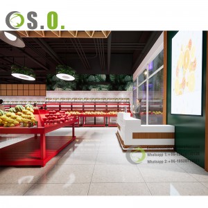 Supermarket Grocery Store Wood Metal Fruit Vegetable Produce Display Rack Cabinet Gondola Shelf for Sale