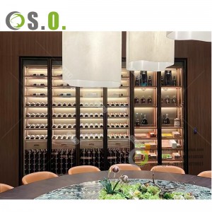 Modern Custom Metal Display Caninet Stainless Steel Wine Display Rack for Wine Store Liquor Store Decoration