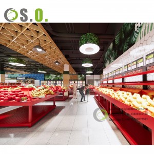 Supermarket Grocery Store Wood Metal Fruit Vegetable Produce Display Rack Cabinet Gondola Shelf for Sale