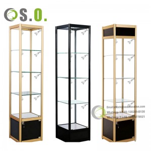 Custom design Full Vision Glass Showcase, Collectible Objects Toys Display Showcase with led light