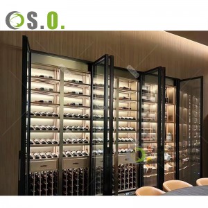 Modern Custom Metal Display Caninet Stainless Steel Wine Display Rack for Wine Store Liquor Store Decoration