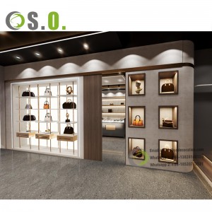 Shop Furniture Wholesale Shoes Display Rack Fashion Wooden Handbag Cabinet Professional Bag Store Design