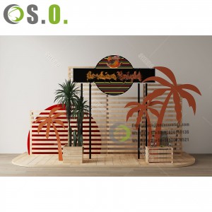 Fashion Wooden Restaurant High Cabinet Food Decor Display Catering Stand For Food Display